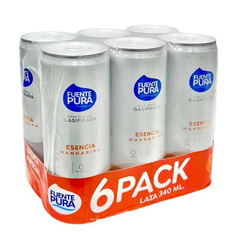 Agua Purif Gasif E Mandarina 340 ML - Fuente Pura (Caja)