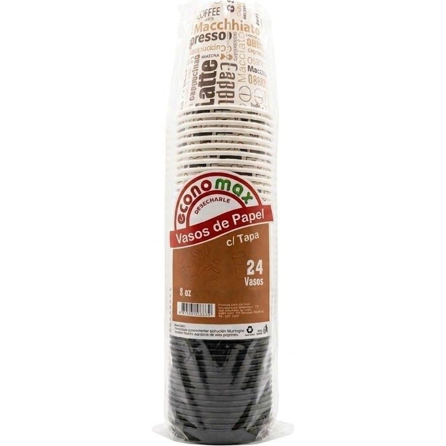 Vaso de Papel C/Tapa 8 OZ 24S
